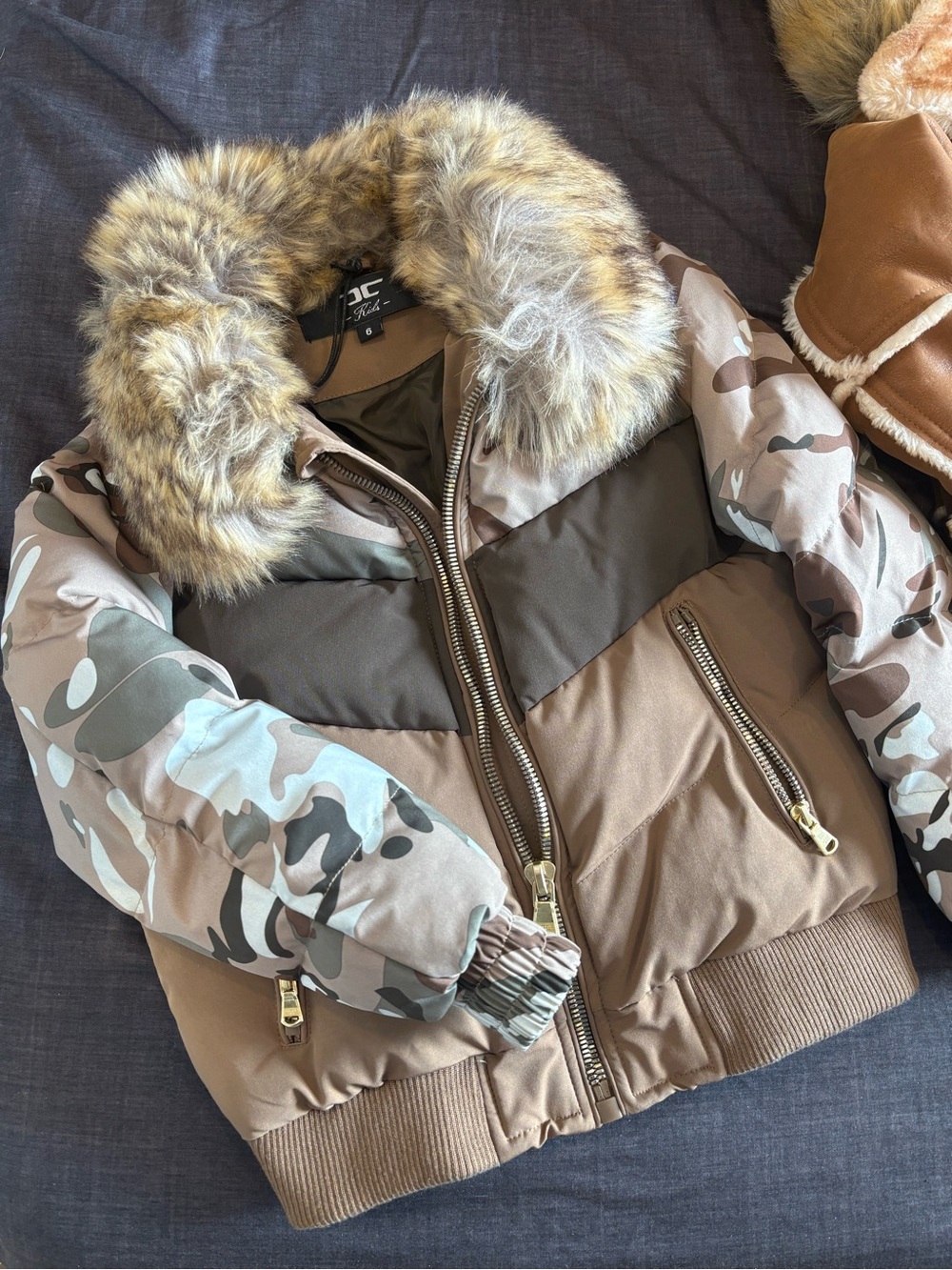 Jordan Craig Brown Camo Faux Fur Collar Puffer Jacket